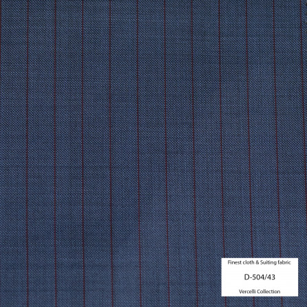 D504/43 Vercelli VII - 95% Wool - Xanh xám sọc đỏ